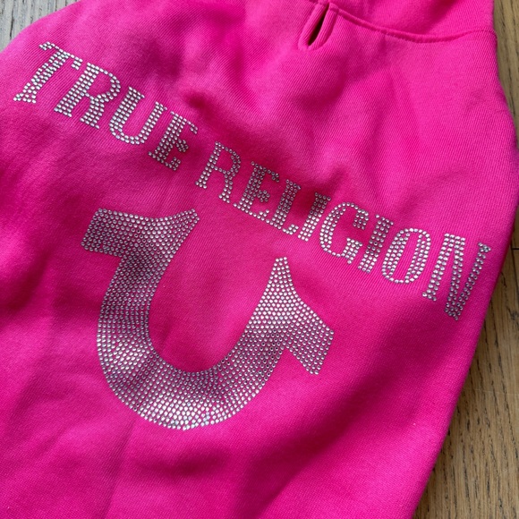 True Religion Pink Dog Outfit with Glitter Logo | M Dogs | Cute Pet Apparel - Picture 3 of 8